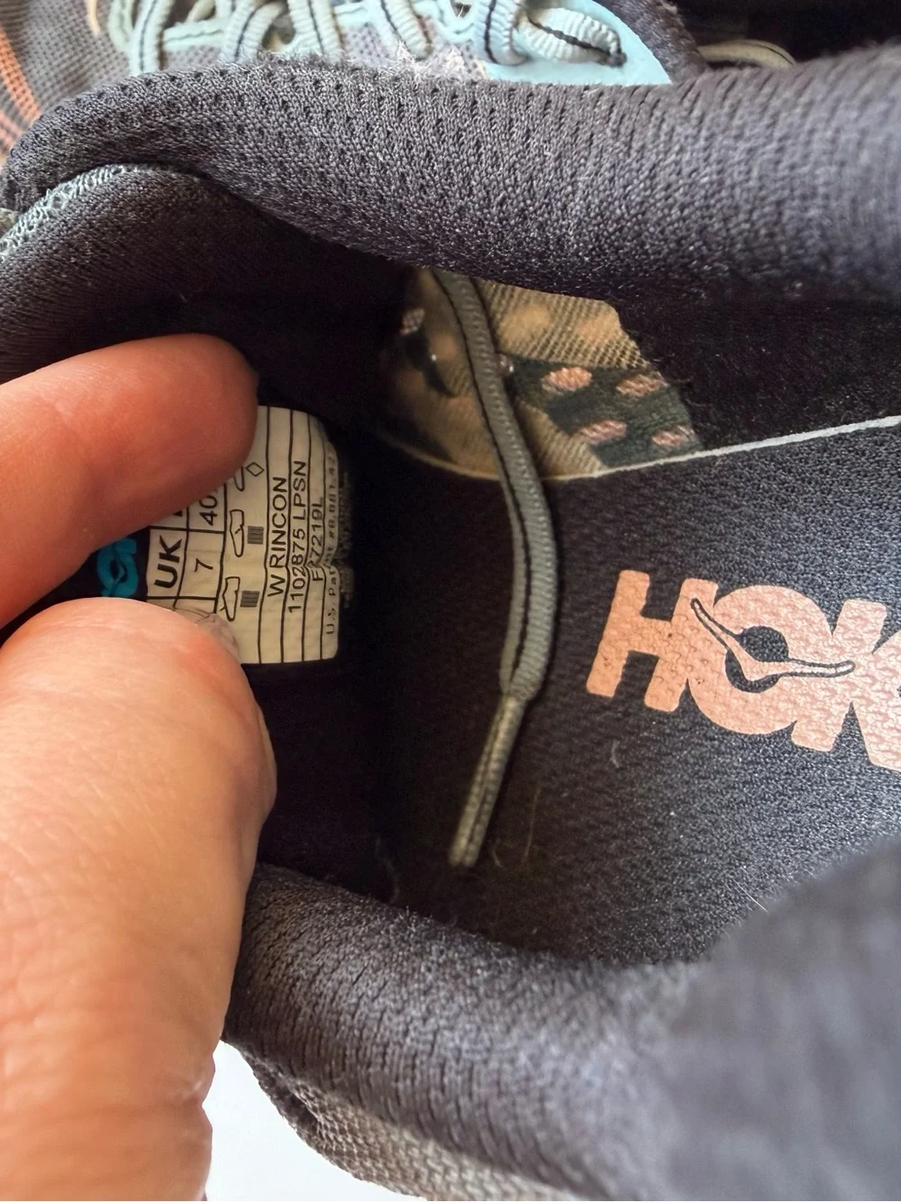 Hoka Women's Rincon Trail Running Shoes Sneakers Gray with Peach Accents 8.5